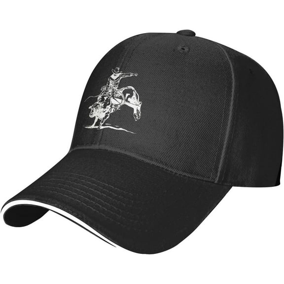 Bull Riding Rodeo Hat for Men Women Adjustable Baseball Cap Black Dad Hat Outdoors