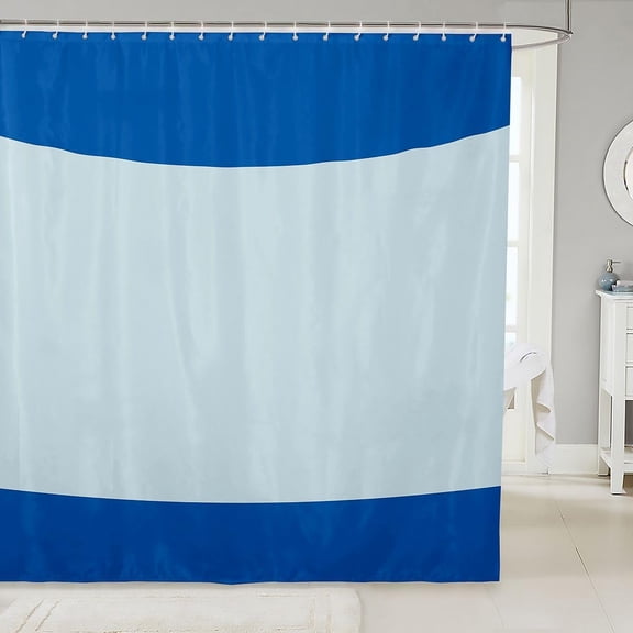 Blue Striped Shower Curtain for Bathroom Waterproof Fabric Shower Curtains with 12 Hooks 71x71 inches