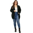 thumbnail image 3 of DARING DIVA Women's Plus Lightweight Long Sleeve Open Front Sweater 1X Black, 3 of 6