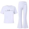 thumbnail image 4 of Amidoa Girls Summer 2 Piece Outfits Kids Print Short Sleeve and Casual Pants Clothing Sets White Size 14, 4 of 7