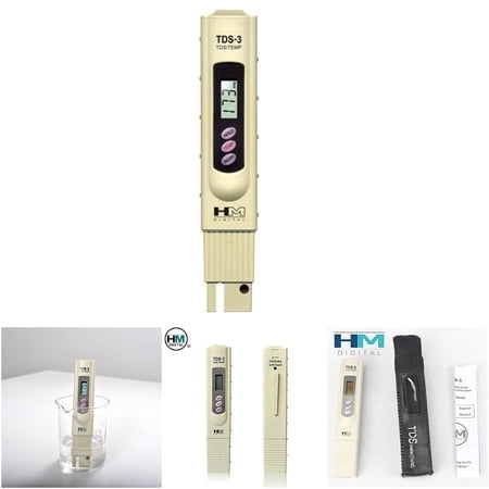 HM Digital TDS-3 Handheld TDS Meter with 0-9990 ppm Range, Beige Color, Small Size for Home and Commercial Use