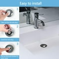 thumbnail image 6 of Bathroom Sink Stopper,Universal Basin Pop Up Bathroom Drain Stopper, for 1.1~1.5 in U.S. Standard Drain Holes, with Hair Catcher Anti Clogging Bathroom Sink Drain Strainer (Silver), 6 of 9