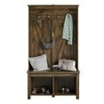 thumbnail image 3 of Woven Paths Scandi Farmhouse Entryway Hall Tree Bench, Rustic, 3 of 9