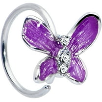Body Candy Womens 20G 316L Stainless Steel Nose Ring Chunky Butterfly Purple Mens Nose Hoop Ring Circular Nose Ring 5/16”