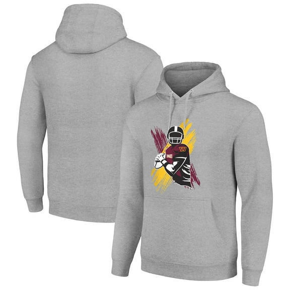 Men's Starter Heather Gray Washington Commanders Player X Fleece Pullover Hoodie