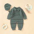 thumbnail image 4 of Otqutp Toddler Fashion Bodysuits Baby Knit Romper Cotton Long Sleeve Boy Girl Sweater Clothes Baby Jumpsuit 1 Piece with Cute Hat Set Elastic Waist 2PCS Fall Winter Clothes, 4 of 9