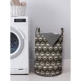 thumbnail image 3 of Geometric Laundry Bag, Antique Monochromatic Trippy 70's Style Rhythmic Curved Triangles, Hamper Basket with Handles Drawstring Closure for Laundromats, 13" x 19", Dark Brown and Ivory, by Ambesonne, 3 of 4