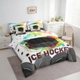 thumbnail image 3 of Feelyou Ice Hockey Sport Bedding Comforter Set 7pcs, Fashion Watercolor Art King Bedding Sets, Teens Kids Boys Girls Reversible Bed Sheets, Luxury Bedroom Decor, 3 of 8