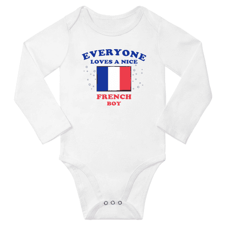 

Everyone Loves a Nice French Boy Baby Long Slevve Bodysuit Outfits (White 18-24 Months)