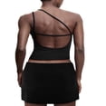 thumbnail image 3 of Women One Shoulder Backless Crop Top Sleeveless Strappy Open Back Cami Tank Tops, 3 of 4