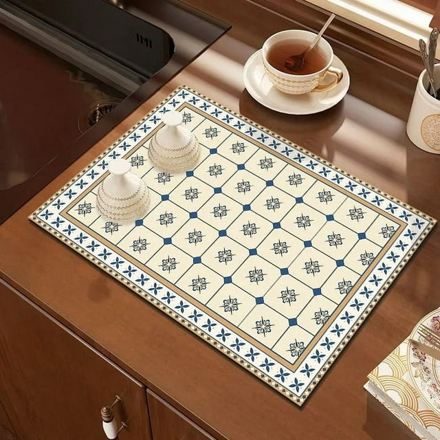 Alfombrilla para máquina de café, alfombrilla de drenaje de barro de diatomeas para barra de cocina, alfombrilla protectora de escritorio absorbente de secado rápido, alfombrilla aislante térmica sin