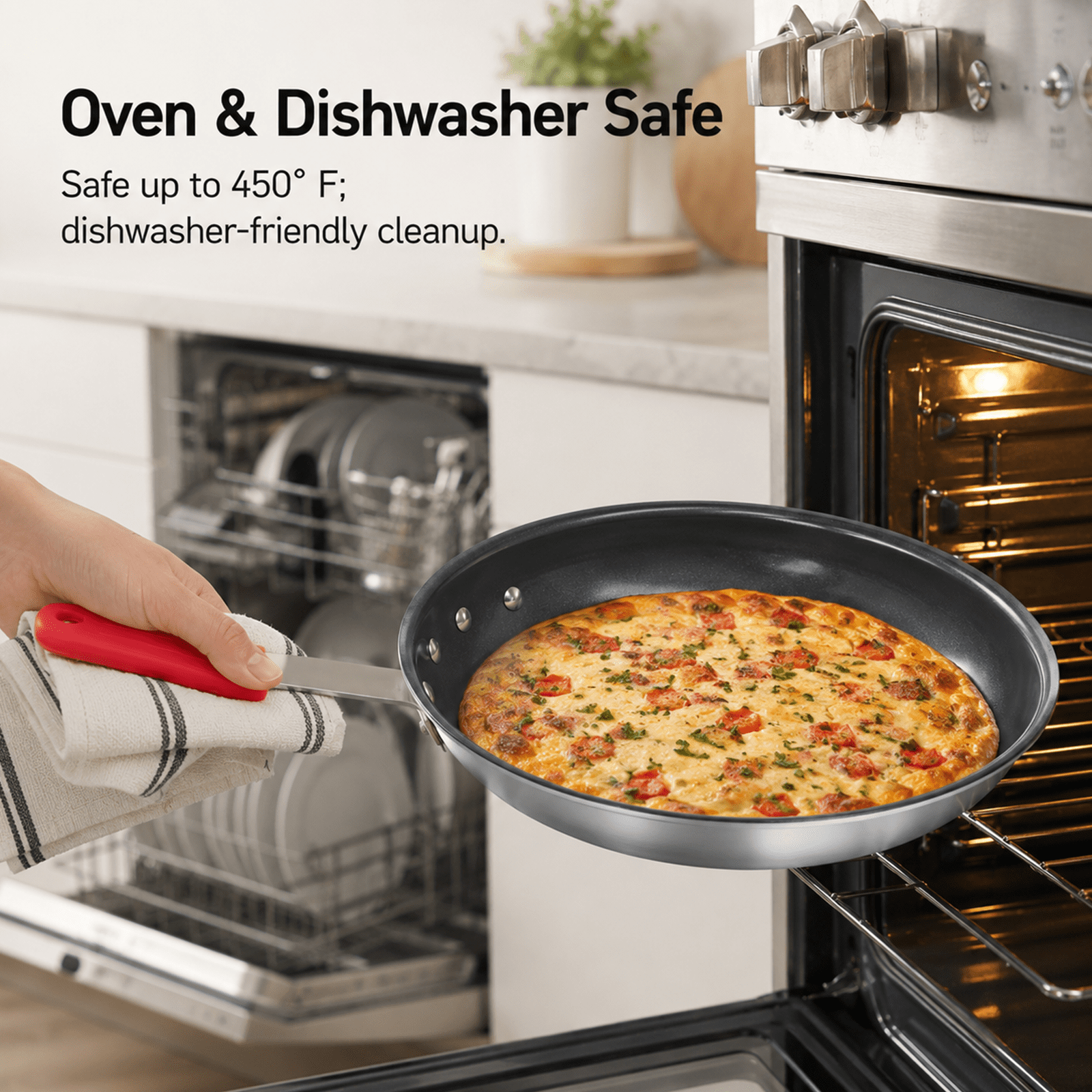 Alvantor Ceramic Nonstick Frying Pan, 8/10/12/14 inch, Aluminum Egg Pan with Stainless Steel Base, Oven Safe, Dishwasher Safe Skillet