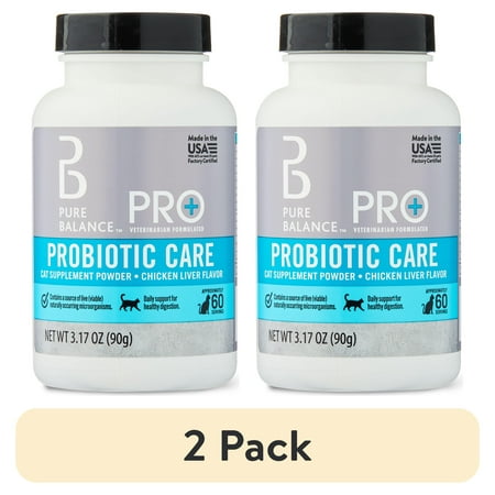 (2 pack) Pure Balance Pro+ Probiotic Care for Cats, Digestion Supplement Powder, Chicken Liver Flavor, 60 Servings