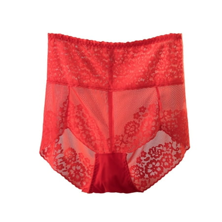 

Womens Sexy Lace Underwear Cotton Crotch Panties High Waisted Floral Lace Brief Tulle Underpants