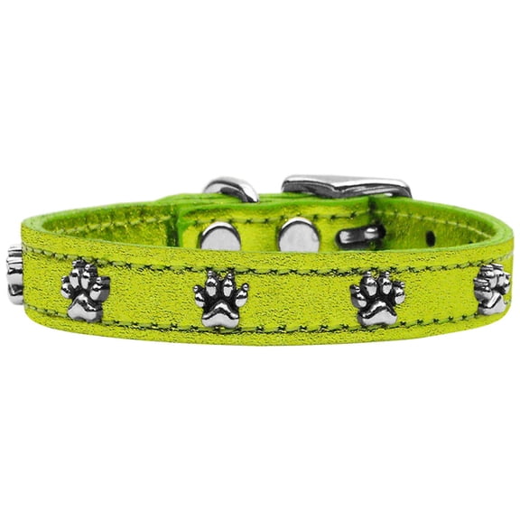 Metallic Paw Leather Dog Collar Size 24 Lime Green Lime Green Mtl 24