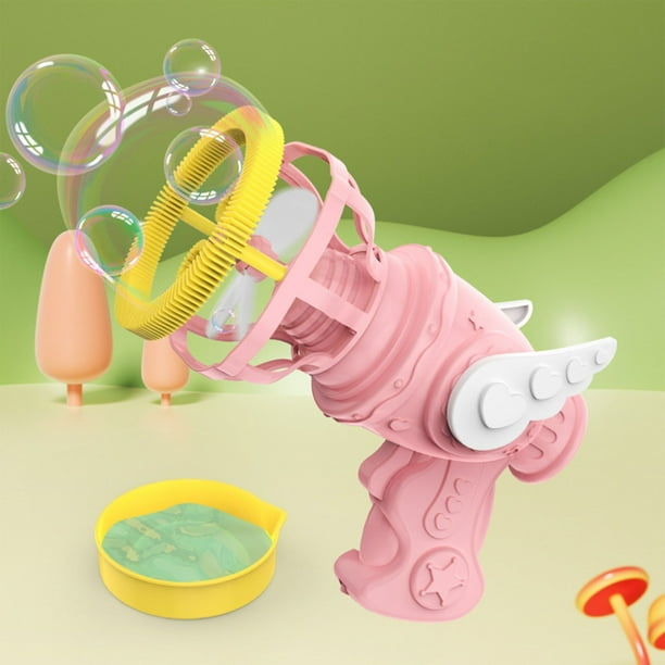Máquina de burbujas portátil para niños, juguete eléctrico colorido para exteriores, totalmente automática, con 50 ml de líquido plástico, para piscina y niños pequeños.