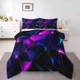 thumbnail image 2 of Erosebridal Chic Geometric Bedding Twin Comforter Set, Black Purple Down Comforter, Modern Abstract Decor, Reversible 2pcs, 2 of 8