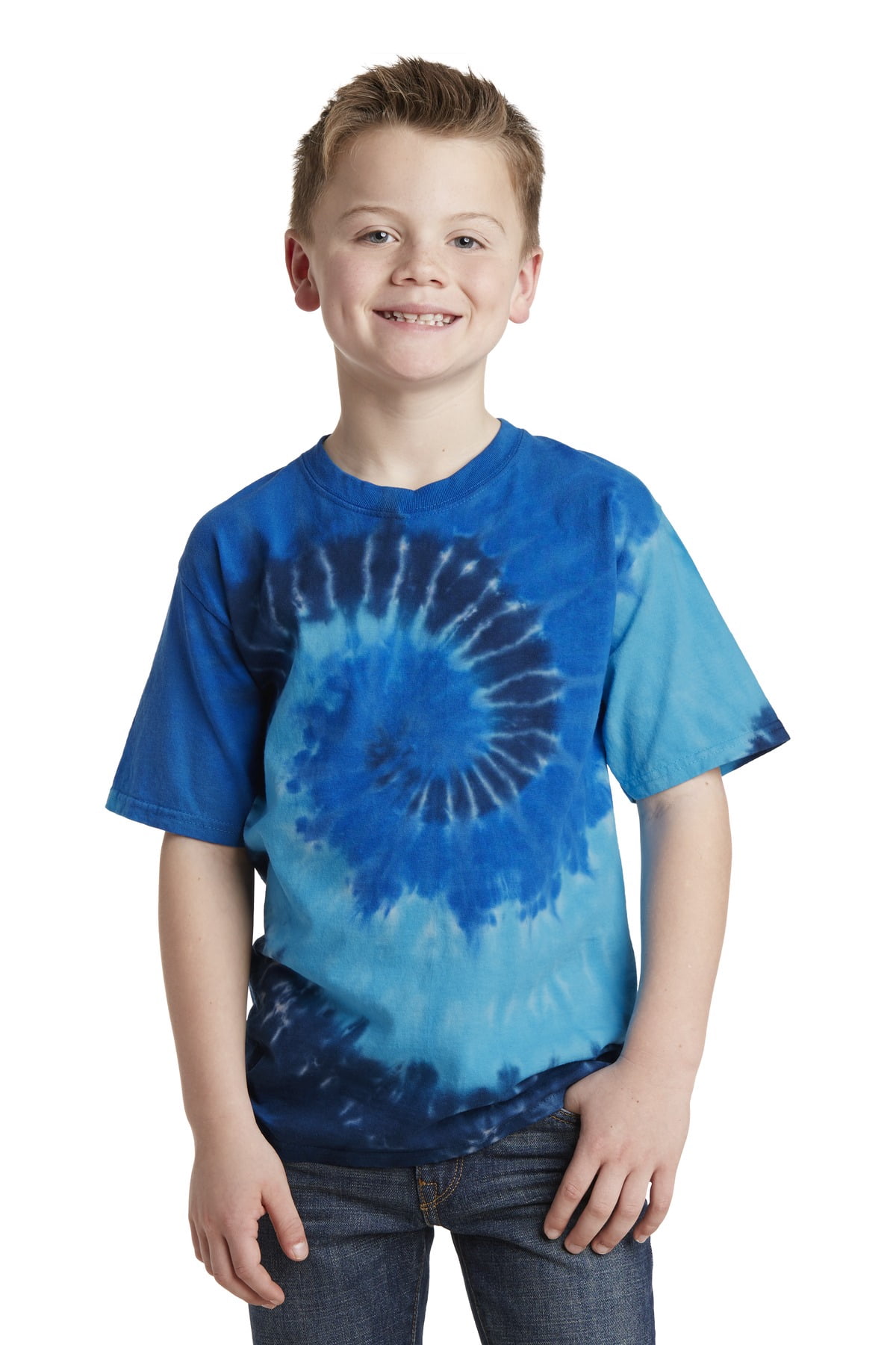 Port & Company Boys' Essential Tie-Dye T-Shirt - Ocean Rain Color, Size Small (5.4 Oz, 100% Cotton) - View #6