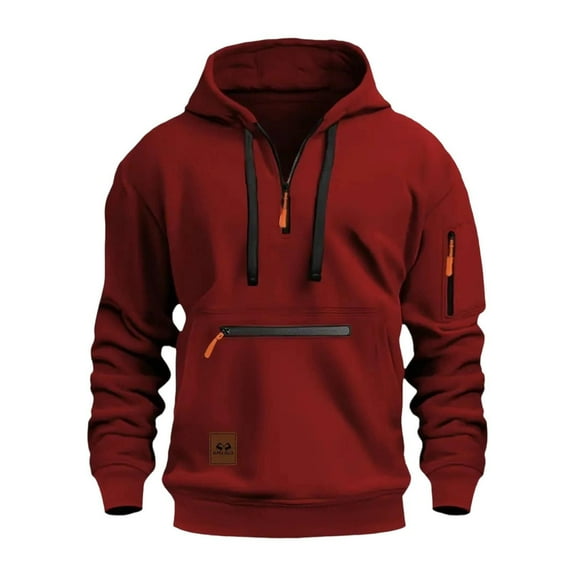 sususu Cotton Hoodies for Men Sweatshirt Thickened Autumn Winter Zipper Pocket Cardigan Jacket,,XL