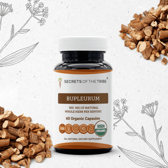 Secrets Of The Tribe Bupleurum Organic Capsules Dietary Supplement, Natural Herbal Capsules for Liver Support, Certified Organic Bupleurum (Bupleurum Chinense) Dried Root, 60 Capsules