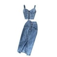 thumbnail image 6 of New 2020 Women’S Chic Set Short Crop Top Cami & High-Waisted Denim Skirt, Perfect For A Stylish Look., 6 of 6