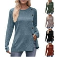 thumbnail image 4 of cocolona Sweaters for Women Fall Winter Sweaters Casual Long Sleeve Ribbed Pullover Tops Crew Neck Shirts Blouses with Button, 4 of 4
