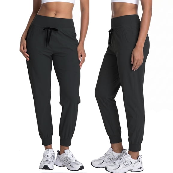 MERIDIANA Women's Hiking Pants 2-Pack - Stretchy Lightweight Joggers with Zipper Pockets