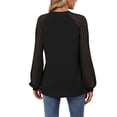 thumbnail image 3 of TEMOFON Womens Long Sleeve Tops Business crew neck Blouses 2024 Casual tunic shirts Lace Work Shirts Fall Clothes Black, 3 of 4