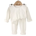 thumbnail image 2 of Xdegoge Toddler Baby Boys Girls Ribbed Clothes Set Long Sleeve Shirts and Elastic Waist Pants 2 Piece Fall Winter Outfits Casual Lounge Pajamas, 2 of 5