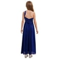 thumbnail image 2 of Hansber Elegant Junior Bridesmaid Dress One Shoulder Flower Girls Chiffon Ruched Pageant Party Gowns Blue 14, 2 of 8