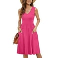 thumbnail image 4 of Kmdttou Summer Dresses for Women 2025 Fashion Women's Casual Comfortable Solid Sleeveless V-Neck with Pocket Dress Beach Sundress with Pockets, 4 of 7