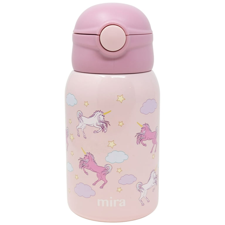 JYPS 400ml Kids Water Bottles with Straw for Girls, Unicorn Stainless Steel Water Bottle for School, Vacuum Insulated, BPA-Free, Leak-Proof, Double