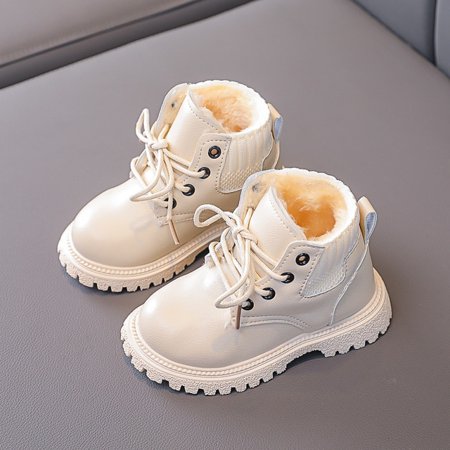 

ANXINDAXZ Kids Baby Girls Boots Spring/Autumn Single Shoes Fashion Cotton Shoes Children Boys Plush Boots Lace Up Velvet Winter Boots