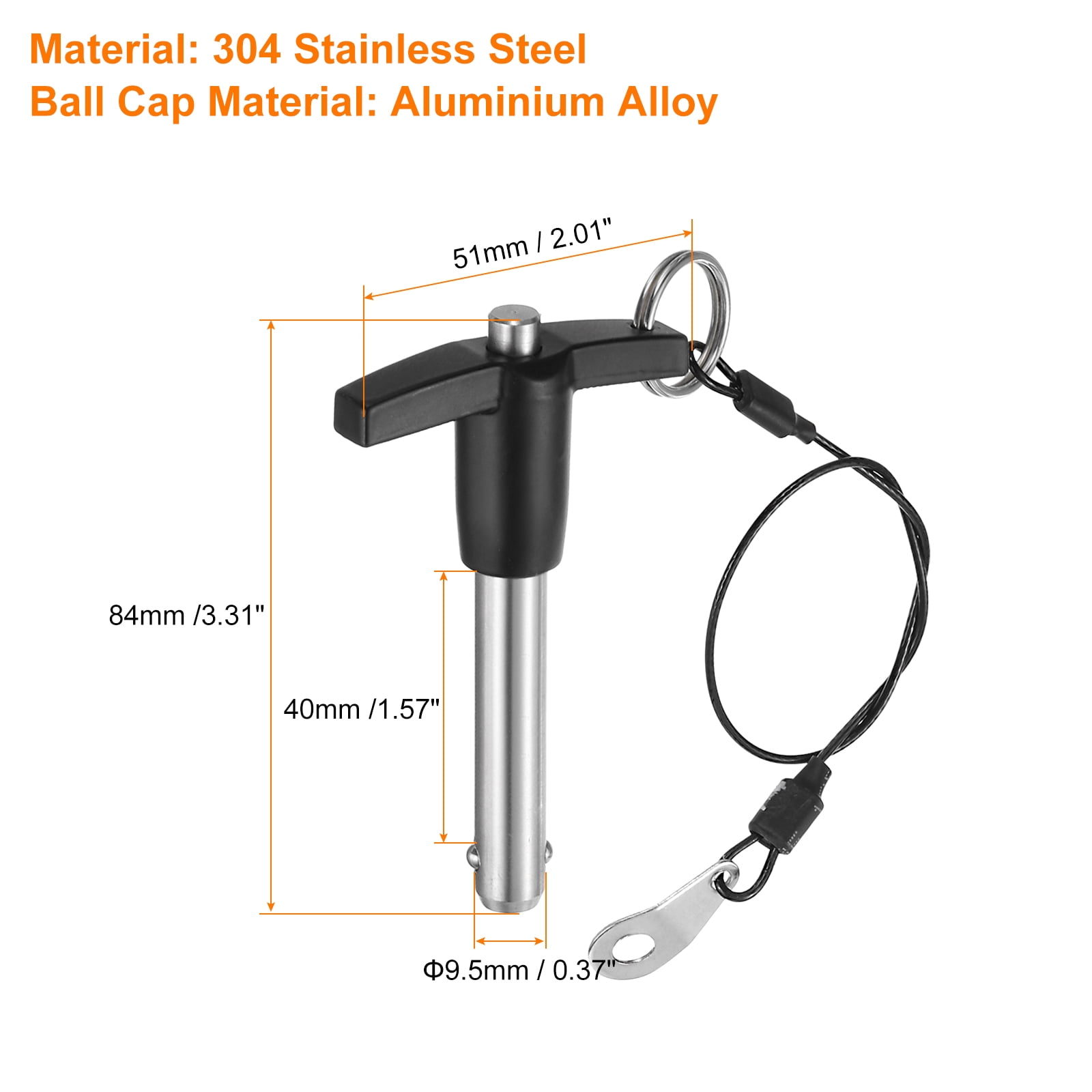 Uxcell 4Pack T Handle Lock Pins, 9.5mm x 40mm Usage Length Stainless Steel Push-Button Quick Release Pin