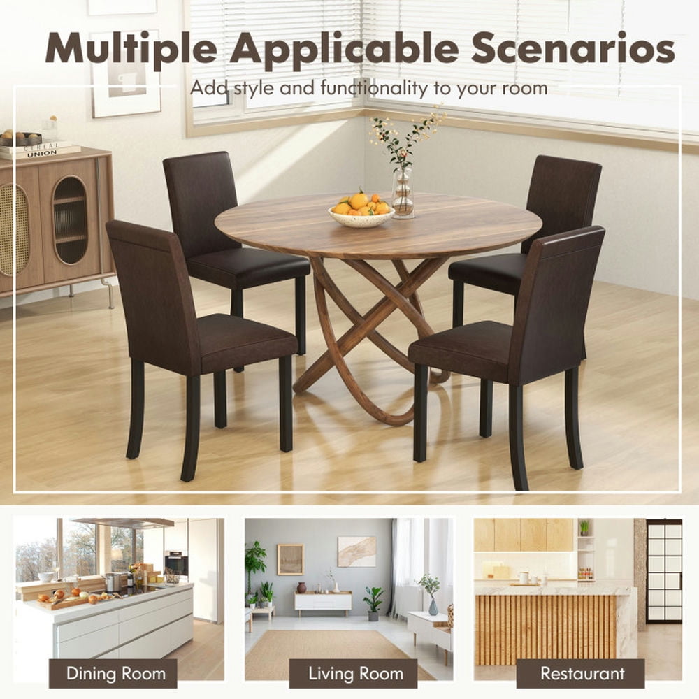 Demi Bonn Set of 4 Dining Chair Upholstered Kitchen Chairs with Wood Frame for Dining Room Living Room, Brown