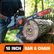 SENIX 60V 16 Battery Chainsaw Brushless Electric Chainsaws Cordless Chain Saw with 4Ah Battery & Charger Garden Tool for Trees, Pruning, Branch Trimming CSX6-M