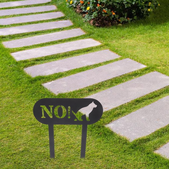 BEADCEST Señal Para Jardín No Pooping Metal Con Estaca Resistente Para Césped Exterior