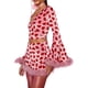 thumbnail image 3 of Txlixc Conjunto de falda superior para mujeres, blusa cortada impresa en forma de corazón de manga larga + conjunto de falda corta envuelta, rosa Txlixc  moda, 3 of 5
