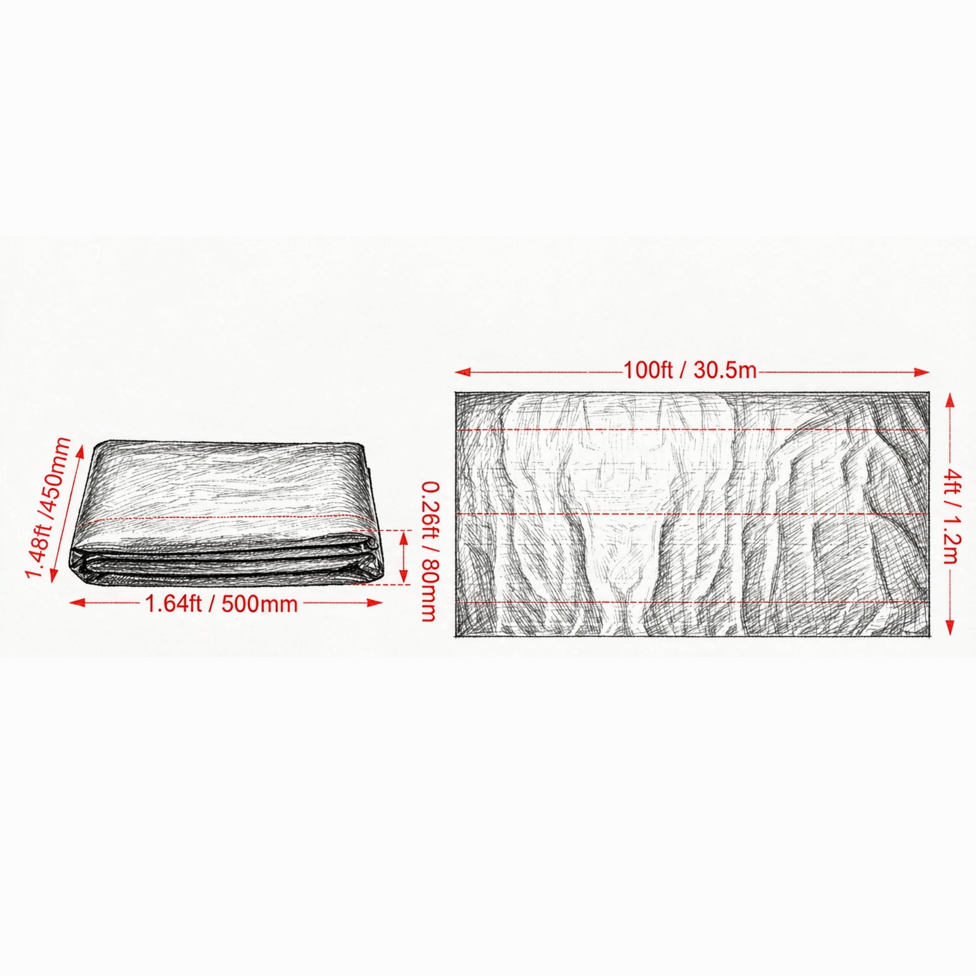 4 x 100FT Weed Barrier Landscape Fabric, Heavy Duty Woven PP Weed Control Fabric, Geotextile Ground Cover for Garden, Driveway & Landscaping, Black