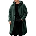 thumbnail image 2 of Atkumj Trench Coat Men Solid Color Hooded Long Winter Overcoat Stylish Long Sleeve Button Down Front Winter Coats 2XL, 2 of 8