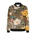 thumbnail image 6 of Feancey Womens Bomber Jackets Lightweight Plus Size Floral Jacket Dressy Casual Full Zip Long Sleeve Flight Jackets Fall Thin Coats with Pockets Brown 5XL, 6 of 6