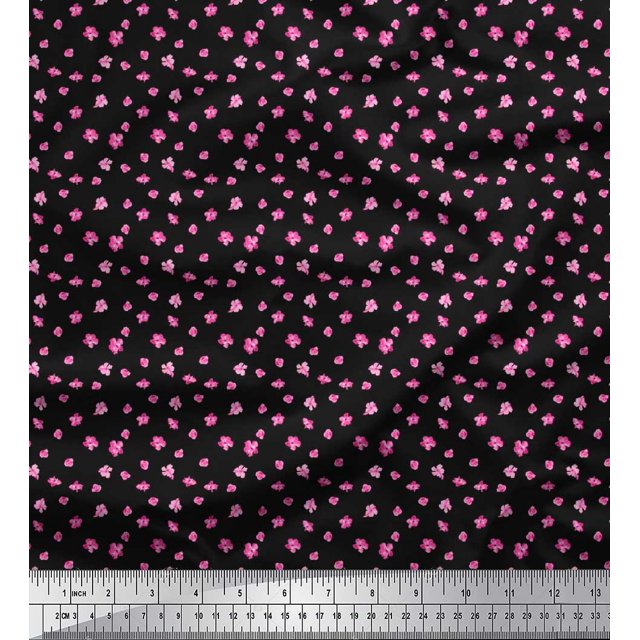 Soimoi Polyester Crepe Fabric Artistic Floral Print Sewing Fabric Yard 42 Inch Wide