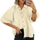thumbnail image 1 of Blusa de manga corta con botones y mangas abullonadas para mujer, de Shirt Tankaneo, 1 of 7