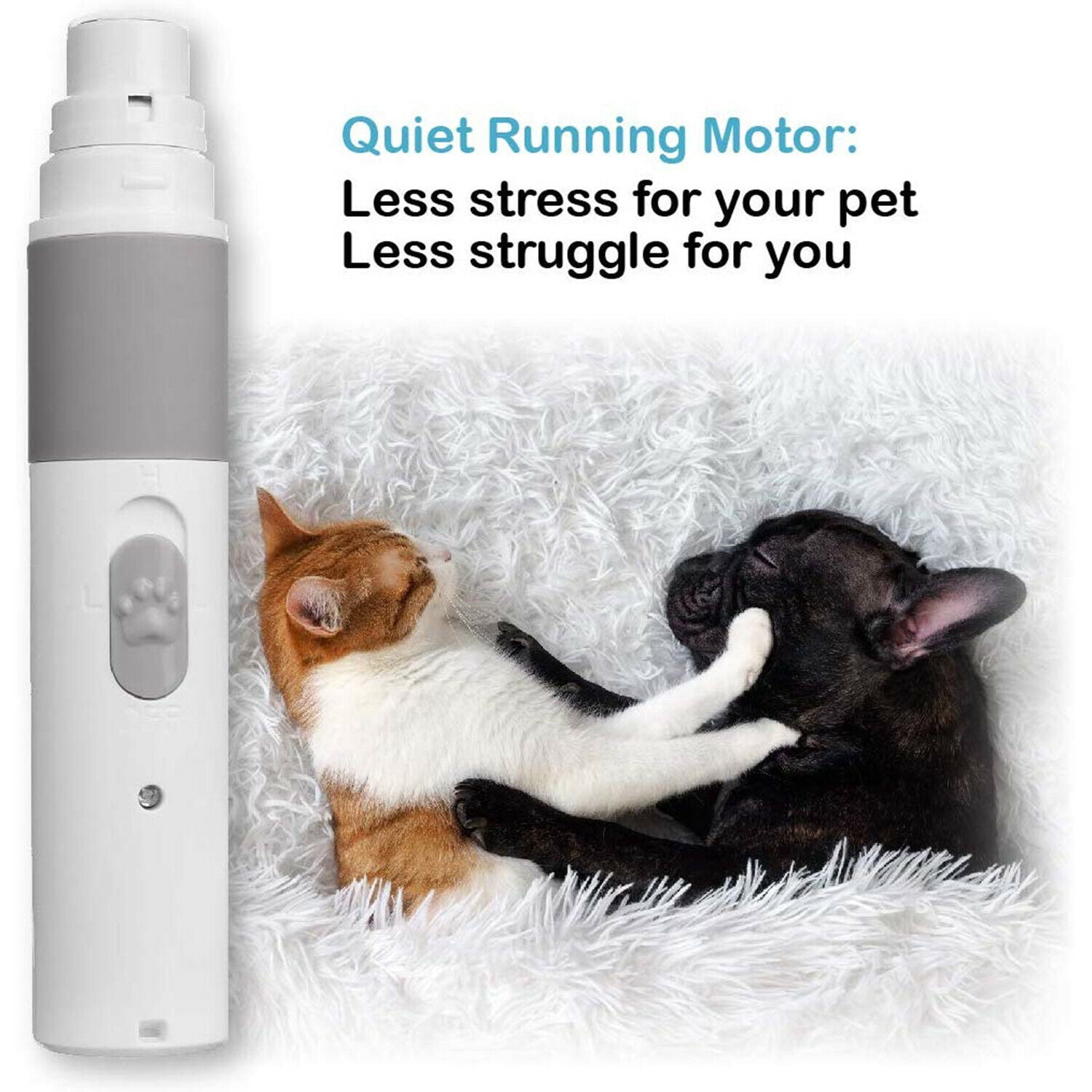 Pets First Pet Nail Grinder - Rechargeable Cordless Tri mmer for Dogs & Cats - Easy & Comfortable to Use - Quiet Motor, Two Speed Options, Light Indicator - Great for Small, Medium, Large Nails