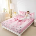 thumbnail image 4 of Homewish Pink Bowtie Ribbon Queen Sheet Sets,Chic Diamond Flat Sheet,Cartoon Bow Knot Queen Fitted Sheet For Girls Kids,Ultra Soft Home Decor,4 Pieces, 4 of 7
