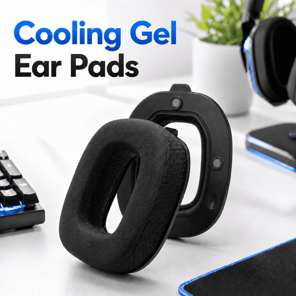 VALUNE Black Cooling Gel Earpads, Ice Silk & High-Density Foam Replacement Cushions for A40 TR Headset
