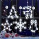 thumbnail image 1 of 5Pack Christmas Window Lights Decorations with Timer,Battery Powered Christmas Hanging White Lighted Snowflake Tree Star Deer Bells Shaped LED Sucker, 1 of 5
