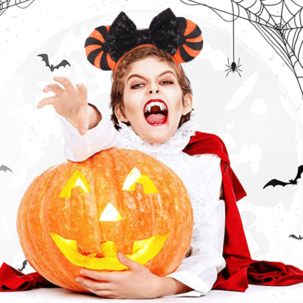 DRESHOW Minnie Oreilles Bandeaux Souris Oreilles Paillettes Arc Bandeaux Ajustable élastique Bandeau Paillettes Fête Décoration Costume Cosplay Pour