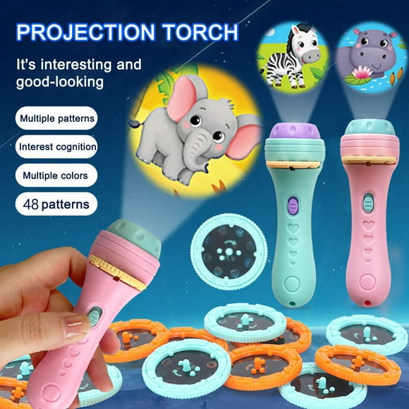 Nsxcdh Children's Flashlight Projection Toy Early Education Dinosaur Animal Pattern 4.45x1.38x1.18in 6 Slides Parent Child Imagination Gift for Kids Toys Christmas Gifts for Grandkids