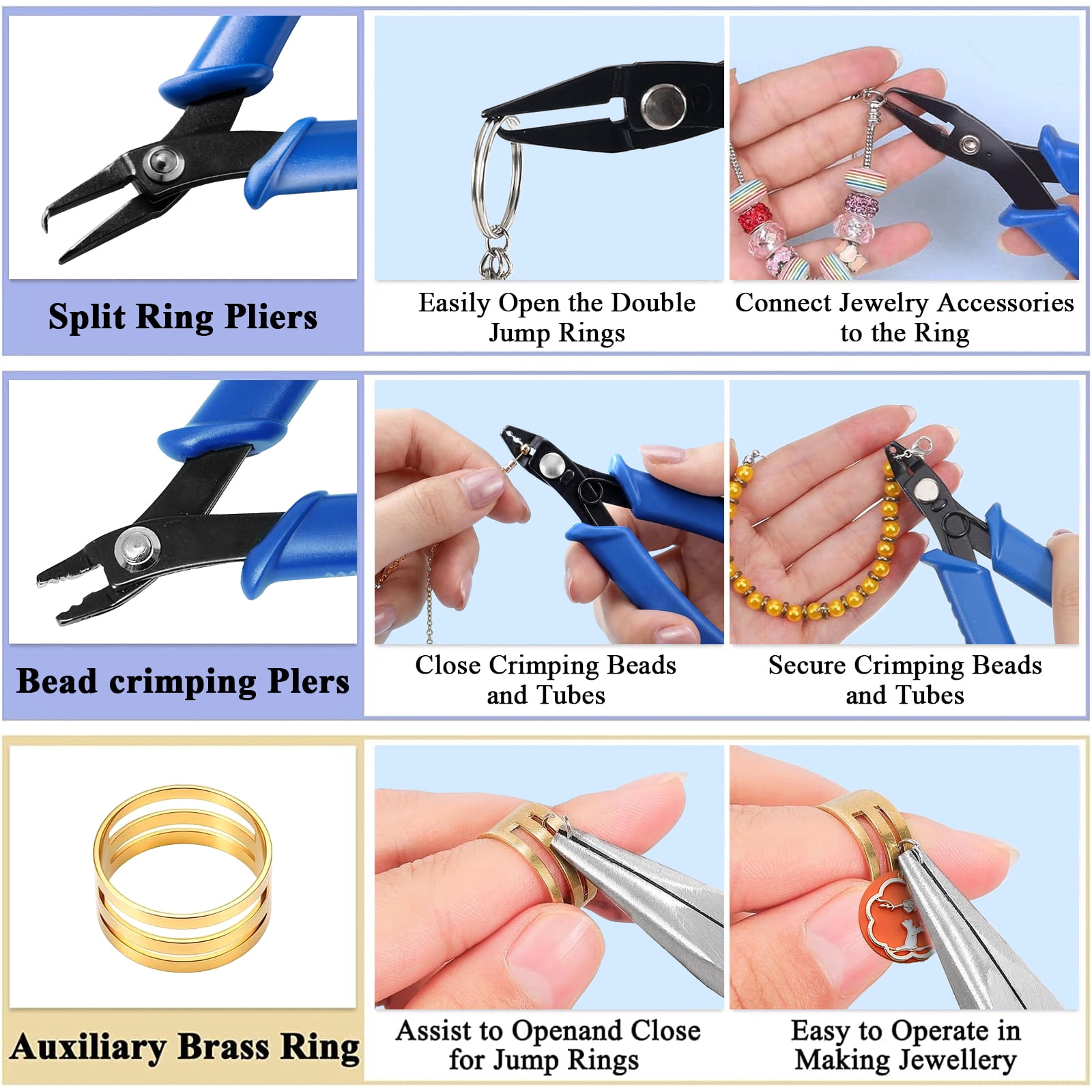 5 Pcs Superb Jewelry Pliers Set, Jewelry Making Supplies Includes Round, Chain, Needle, Bent & Zipper Jewelry Pliers for Repair, Wire Wrapping & DIY Crafts
